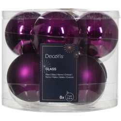 Kerstbal glas d7 cm violet ass 8st kerst