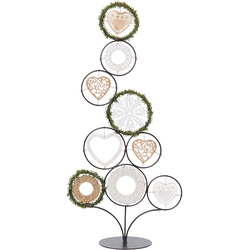 Decoratieve kerstboom in groen en beige hout H70