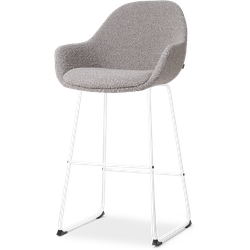 Nino-Mae barkruk bouclé taupe - wit onderstel - 75 cm