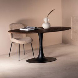 Eettafel Ovaal 160cm - Mangohout & Metaal - O-Poot