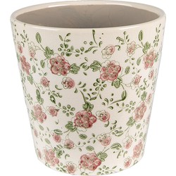 Clayre & Eef Bloempot  Ø 19x18 cm Roze Beige Keramiek Bloemen Bloempot binnen