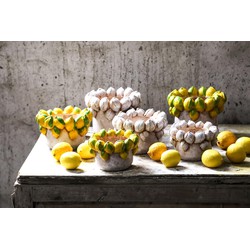 PTMD Bloempot Latesha - 23x23x17 cm - Cement - Geel