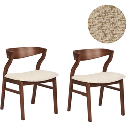 Beliani MAROA - Eetkamerstoel-Beige-Multiplex, Rubberhout, Bouclé