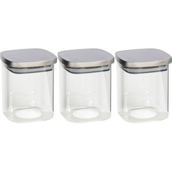 3x stuks voedsel/etenswaren bewaren voorraadpot 1100 ml glas met RVS deksel - Voorraadpot