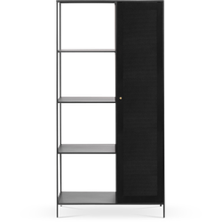 Juna kledingkast zwart - met open vakken - 180 cm