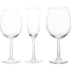 Excellent Houseware Wijnglazen set - 18-delig - glas - 3 soorten - Wijnglazen