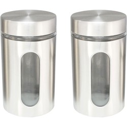 Voorraadpot - 3x - 1,7 liter - glas met RVS - bewaarpot - 10 x 17 cm - Voorraadpot