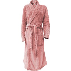 LINNICK Flanel Fleece Badjas Uni - rose - XL