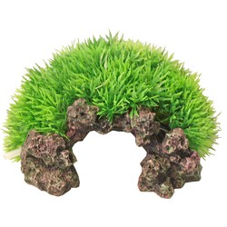 Plastic Green Moss op rots met uitstromer 16x8.5 cm