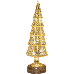 Kerstboompje glas led op batterij met timer 34x11 cm goud