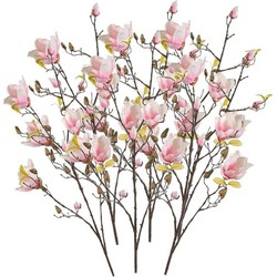 6x Roze Magnolia kunstbloem 105 cm - Kunstbloemen