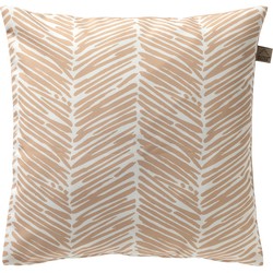 Dutch Decor DEAN - Buitenkussen 45x45 cm - waterafstotend en uv-bestendig - gestreept - Pumice Stone - wit en beige - Dutch Decor