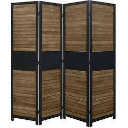 LW Collection LW Collection Kamerscherm 4 panelen hout zwart bruin 170x160cm - paravent - scheidingswand