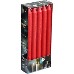 50x Lange kaarsen rood 24 cm 8 branduren huishoudkaarsen/dinerkaarsen/tafelkaarsen - Dinerkaarsen