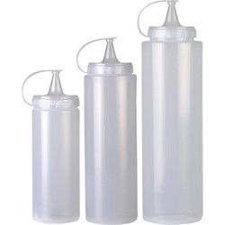 Urban Living doseerflessen/sausflessen - set 3x - met schenktuit - 400/700/1000 ml - Maatbekers