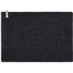 Knit Factory Gebreide Placemat - Onderlegger Uni - Antraciet - 50x30 cm
