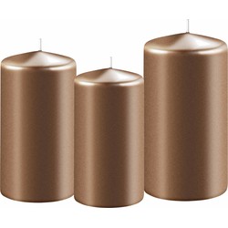 3x stuks koperen stompkaarsen 10-12-15 cm - Stompkaarsen