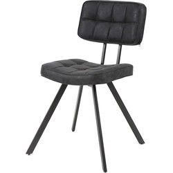 Eetkamerstoel Zwart - PU-Leer - Kruisstiksel - Open Rug - Set van 4