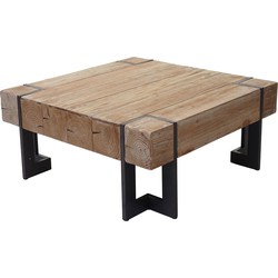 Cosmo Casa  Salontafel - Woonkamertafel - Massief dennenhout in rustieke stijl - Gecertificeerd - Natuurlijk houtkleurig - 60x60 cm