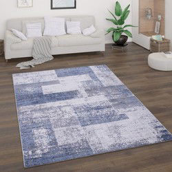 Laagpolig Vloerkleed Bareta - Modern - Geblokt - Blauw - 200x280 cm