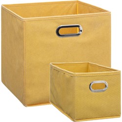 Set van 2x stuks opbergmanden/kastmanden 7 en 29 liter geel van linnen 31 cm - Opbergkisten