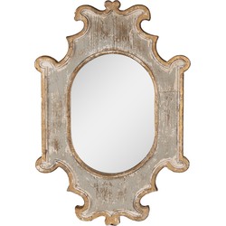 Clayre & Eef Spiegel  51x75 cm Beige Grijs Hout Glas Grote Spiegel
