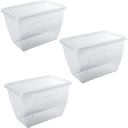 5x Voedsel plastic bewaarbakje hoog/diep 1,5 liter transparant 18 x 12 x 12 cm - Vershoudbakjes