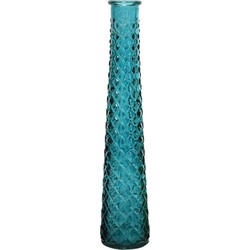 Vaas/bloemenvaas van gerecycled glas - D7 x H32 cm - blauw - Vazen