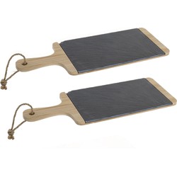 2x stuks luxe houten snijplanken 42 x 15 cm zwart - Snijplanken