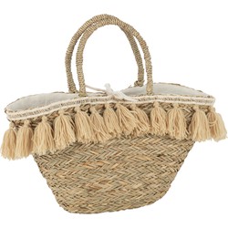 J-line - Strandtas Kwasten Jute/textiel Naturel/beige - 50x22x50cm