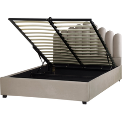VINCENNES - Bed met opbergruimte - Taupe - 160 x 200 cm - Fluweel