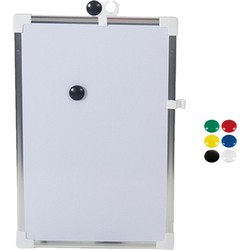 Whiteboard 30 x 40 cm met 6x stuks ronde magneten 25 mm - Krijtborden