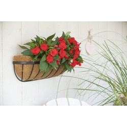 Hanging basket smeedijzer zwart H16,5x61x16cm