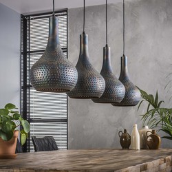 Hanglamp 4-lichts Zwart/Bruin - 130x25x150cm - Kegelvormig