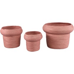 PTMD Summera Pink round paper rope pot w border SV3