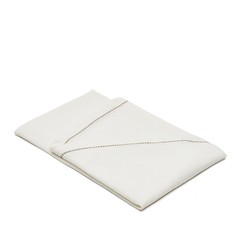 Kave Home - Rond wit Malu-tafelkleed van katoen en linnen met beige borduursel Ø 150 cm