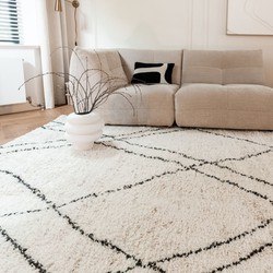 Berber Vloerkleed Hoogpolig Wit/Beige/Zwart -  Allure - Polypropyleen - 200 x 290 cm - (L)