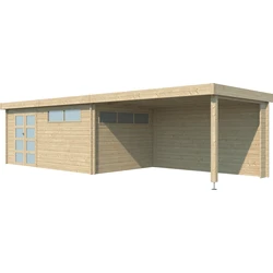 Woodlands blokhut modern met overkapping en dakisolatie, 905 x 295 cm