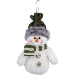 Kersthanger pluche sneeuwpop knuffeltje - 15 cm - Kersthangers