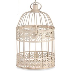 Arte R Home decoratie vogelkooi - draad metaal - beige - 15 x 29 cm - Deco vogelkooien