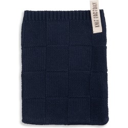 Knit Factory Gebreide Washandje - Navy - 12x24 cm - Katoen