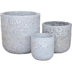 PTMD Matija White Round Ceramic Pot Rough Finish SV3