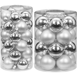 60x stuks glazen kerstballen elegant zilver mix 4 en 6 glans en mat - Kerstbal