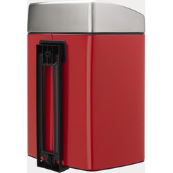 Touch Bin, 10 litre, Rectangular, Plastic Inner Bucket - Passion Red