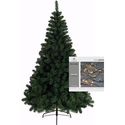 Kerstboom 210 cm incl. kerstverlichting lichtsnoer warm wit - Kunstkerstboom