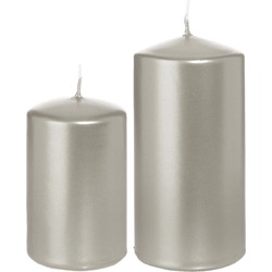 Stompkaarsen set van 2x stuks zilver 8 en 12 cm - Stompkaarsen