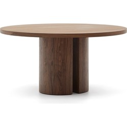 Kave Home - Ronde tafel Nealy van walnootfineer met een natuurlijke afwerking Ø 150 cm