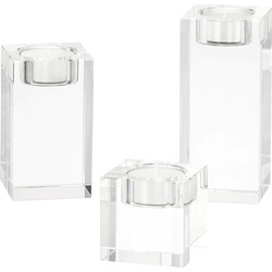 QUVIO Waxinelichthouder - Set van 3 - Glas