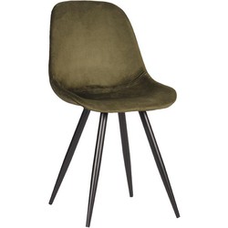 LABEL51 Eetkamerstoel Capri - Army green - Fluweel - Black Frame