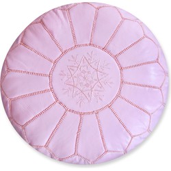 Leren Poef - Pink - Handgemaakt en stijlvol - Gevuld geleverd - Poufs&Pillows